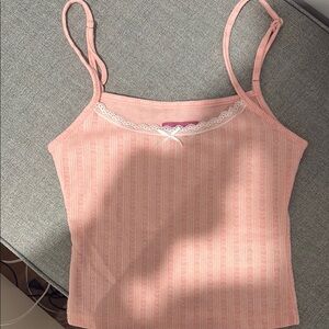 Edikted Pink Ribbed Crop Camisole